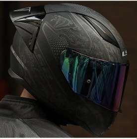 Resim Gökkuşağı Vizör + Yarış Spoiler + Ls2 Rapid Crypt Race Kapalı Motosiklet Kaskı Gri - Mat Siyah 