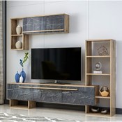 Resim Meltem Çelik - BMdekor Tv Ünitesi Star Çırağan Mermer Desen 209 cm 