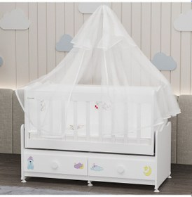 Resim Garaj Home Elegant Beşik + Yatak Uykuseti Cibinlik - Uykucu Beyaz 