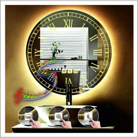 Resim Dnr-Mirror60 Cm Günışığı Ledli Tasarım Kumlamalı Dokunmatik Bluetoothlu Buğu Önleyicili Makyaj Banyo Aynası 