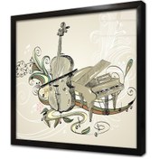 Resim Çello ve Piyano Çerçeveli Cam Tablo 