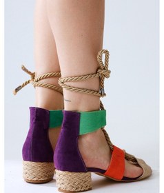 Resim Unity Vizon Süet Kalın Bantlı Halat Bağlamalı Topuklu Sandalet 001 