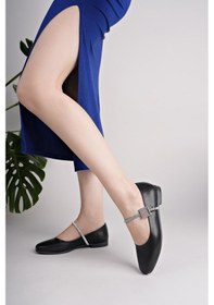 Resim Nesilshoes Nesil Shoes Swell 20820 Siyah Tokası Taşlı Kadın Babet 
