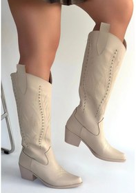 Resim No8 Home Meof Bej Cilt Topuklu Çizme Çok Renkli 