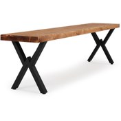 Resim FLORA WOOD 180x32 Doğal Ahşap Kütük Ağaç Bench Bank Açık Üçgen Çapraz Ayak 