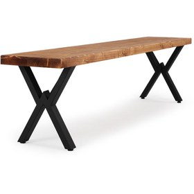 Resim FLORA WOOD 160x32 Doğal Ahşap Kütük Ağaç Bench Bank Açık Üçgen Çapraz Ayak 