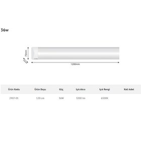 Resim İnoled 36w Led Bant Armatür Ip40 6500k 120cm Çok Renkli 