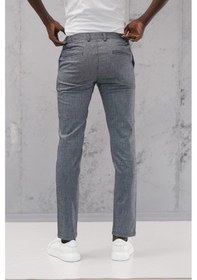 Resim Notra Beli Lastikli Ve İplikli Slimfit Pamuklu Jogger Pantolon Mavi 