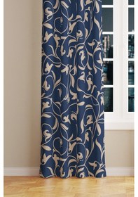 Resim Navy Vintage 2 Desenli Süet Oturma Odası Salon Fon Perde Baskılı Ekstrafor Büzgü Tek Kanat Prd-1065 Çok Renkli 