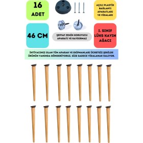 Resim Bahçe Kadın Girişimci Kooperatifi 16'lı Konik Lüks Ahşap Ayak, Masa Ayağı, Sehpa Ayağı, Açılı Parat ve Vidalar 46 cm 