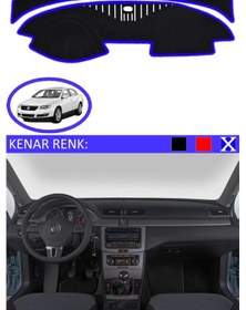 Resim Torpido Koruma Halısı Siyah Kenar Renk Mavi Volkswagen Passat B6 2007-2012 İle Uyumlu 