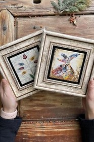 Resim Oscar Stone Decor Çerçeveli Taş Duvar Dekoru Tablo 20X20Cm 2'Li Set (60-499) Semazen Ebruli 2-2Cdd-003 