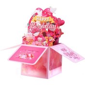 Resim Renkli 3d Üç Boyutlu El Yapımı İçi Boş Kağıt Oyma Doğum Günü Kartı Pembe 