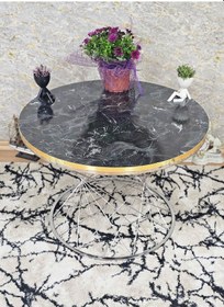 Resim Zafir Krom Kaplama Siyah Mermer Gold Cumba Suntalem Tabla Pota Orta Sehpa - 3 1 Sehpa - Orta Sehpa Siyah Mermer Gold Cumba 