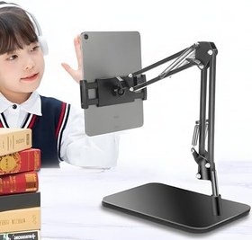 Resim Masaüstü Ayarlanabilir Tablet Tutucu Stand - 360° Döner Başlık, Çok Açılı Metal Gövde, Sağlam Taban, iPad ve Tüm Tabletlerle Uyumlu 