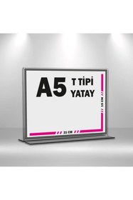 Resim MESAGLASS T Tipi A5 Pleksi Föylük Broşürlük-yatay A5 Föylük-50 li Paket 