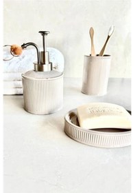 Resim Primanova Flort 3'lü Banyo Seti Bej Beyaz 