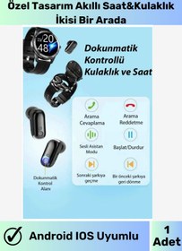 Resim Wintoup Honor&Poco Uyumlu Akıllı Saat Sağlık Takibi&Fotoğraf Kontrolü Smart Watch+Bluetooth Kulaklık 