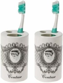 Resim 2 ADET SERAMİK DİŞ FIRÇALIK KRALİÇE MODEL 7X7X11CM BANYO SETİ 