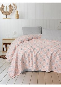 Resim Fixe Baskılı Çift Kişilik Pike Takımı Fine Pembe Pembe 