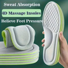 Resim 4 adet/2 çift Unisex Sünger Tabanlık Spor Ayakkabıları için, Nefes Alabilir, Teri Emici, 4D Masaj Tasarımı Ayak Basıncı için, Konfor Arttırma İçi 