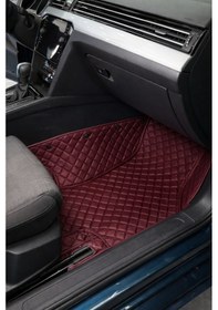 Resim Skywell Et5 Bordo Renk 8d Premium Havuzlu Tam Kaplama Deri Oto Paspas 