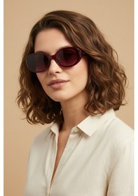 Resim Daniel Klein Dk4342-3 Oval Model Velour Vintage Kadın Güneş Gözlüğü Bordo 