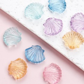 Resim 50 adet Akrilik Kabuk Ara Parçalı Boncuklar Şeffaf Aksesuar Boncukları Gevşek Boncuk Çeşitleri DIY Kolye Küpe El Sanatları Malzemeleri 