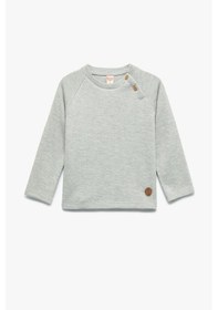 Resim Koton Erkek Bebek Pamuklu Düğmeli Uzun Reglan Kollu Bisiklet Yaka Sweatshirt Yeşil 