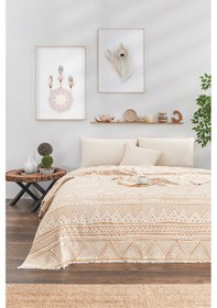 Resim Etnik Kiremit Rahat Ve Şık Tek Kişilik Pike %100 Pamuk 170 215cm Kiremit 