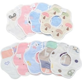 Resim Sones 2 Adet Çift Taraflı Yenidoğan Bebek Petal Su Geçirmez Önlük Altı Katmanlı Gazlı Bez Pamuklu Erik Önlük, Stil: Klasik Mantar 