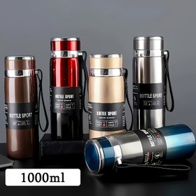 Resim 1L Paslanmaz Çelik Yalıtımlı Su Şişesi - Büyük Kapasiteli, Dayanıklı Spor Su Kabı, Açık Hava Etkinlikleri & Karavan Aksesuarları için 