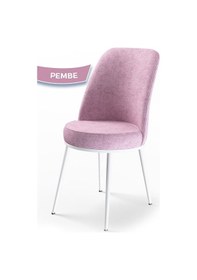 Resim Canisa Concept Dexa Serisi Sandalye Pembe Renk- Beyaz Ayaklı 1.sınıf Mutfak Sandalyesi Silinebilir Kumaş Pembe 