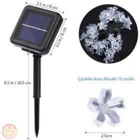 Resim Technojet 20 Ledli Solar Çiçekli Gün Işığı Bayçe Aydınlatma Dekorasyon Güneş Enerjili 