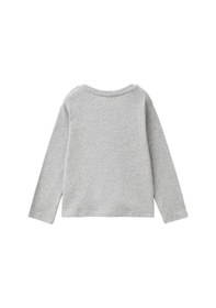 Resim United Colors Of Benetton Kız Çocuk Lila Önü Su Bazlı Logo Baskılı Normal Kesim Uzun Kollu T-shirt Grı Melanj 