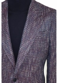 Resim Wessi Desenli Slim Fit Spor Mor Erkek Ceket - Wessi Mor 