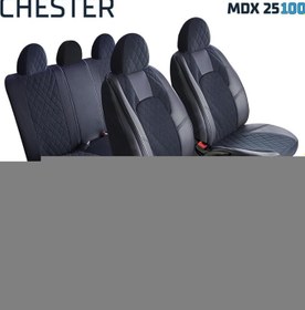 Resim Alfa Romeo 159 Uyumlu Yarı Deri Oto Koltuk Kılıfı Ön Arka Set Chester Serisi Siyah Fs 