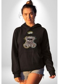 Resim Gerçeklikten Uzak Tutun Kadın Erkek Siyah Kapüşonlu Sweatshirt Hoodie Siyah 