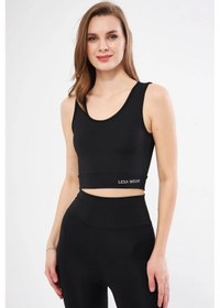 Resim Lesa Wear Halter Yaka Spor Sütyeni Crop Top Siyah 