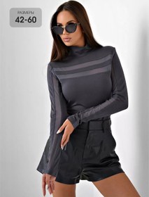 Resim Jj Wear Ofis İçin Büyük Beden Kadın Fishnet Yaka Kazak 175921261 Koyu Gri 