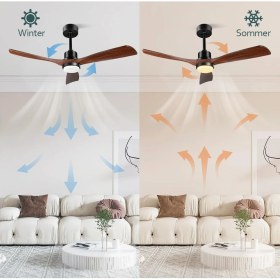 Resim 132 cm Tavan Vantilatörü ve LED Aydınlatma,sessiz Dc Motor, Uzaktan Kumanda 