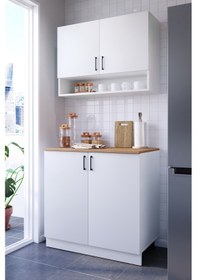 Resim Pine Mutfak Dolabı Alt Üst Modül 90 Cm Tezgah Dahil Beyaz 
