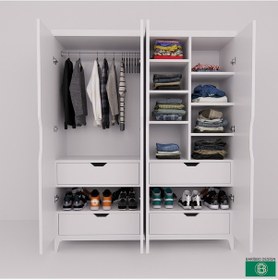 Resim Elbise Dolabı 4 Kapaklı Geniş Depolama Alanlı 