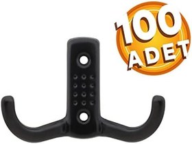 Resim Badem10 Askı Noktalı Elbise Vestiyer Duvar Askısı Dolap Elbise Askılığı Mat Siyah Metal Askı 100 ADET 