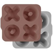 Resim OiOi XOXO Silikon Bölmeli Muffin Kalıbı 2 li Woody Brown - Powder Grey 