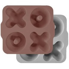 Resim OiOi XOXO Silikon Bölmeli Muffin Kalıbı 2 li Woody Brown - Powder Grey 