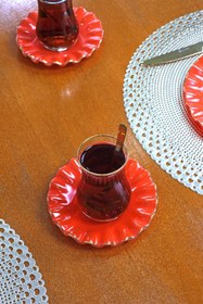 Resim Glore Solid Nar Çiçeği Wavy 18prç Pasta Tea Time 