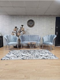 Resim ZAFİR Krom Kaplama Tel Ayak Papatya Çay Seti Koltuk Takımı , Balkon, Salon, Ofis, Cafe Koltuk Takımı 