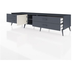 Resim Kronos Tv Ünitesi Tek Raflı 4 Çekmeceli Tek Kapaklı 220x59x51 Antrasit-aytaşı/antrasit Aytası/antrasıt - Antrasıt 