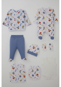 Resim Breeze Erkek Bebek Hastane Çıkışı 8 Li Ahbap Köpekçikler Desenli 0-3 Ay, Beyaz 
